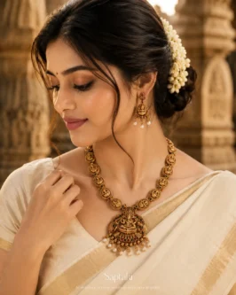 Lakshmi Kasu Temple Necklace Set with Earrings