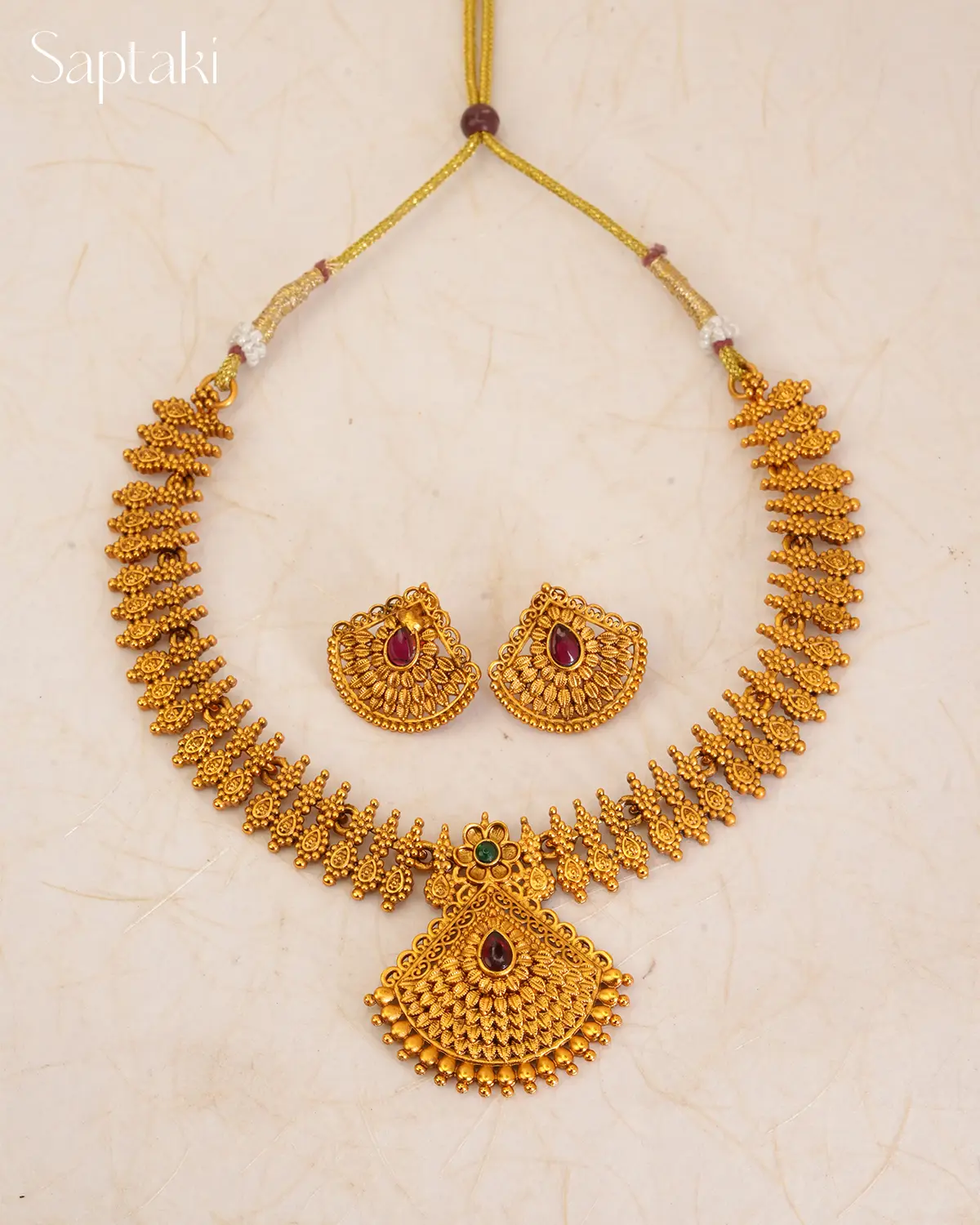 Royal Temple Pendant Necklace Set with Earrings - Image 3