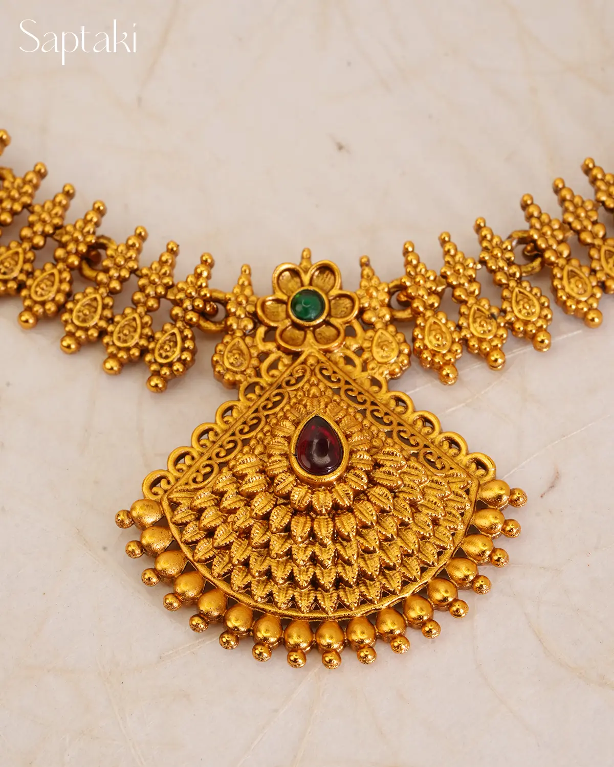 Royal Temple Pendant Necklace Set with Earrings - Image 5