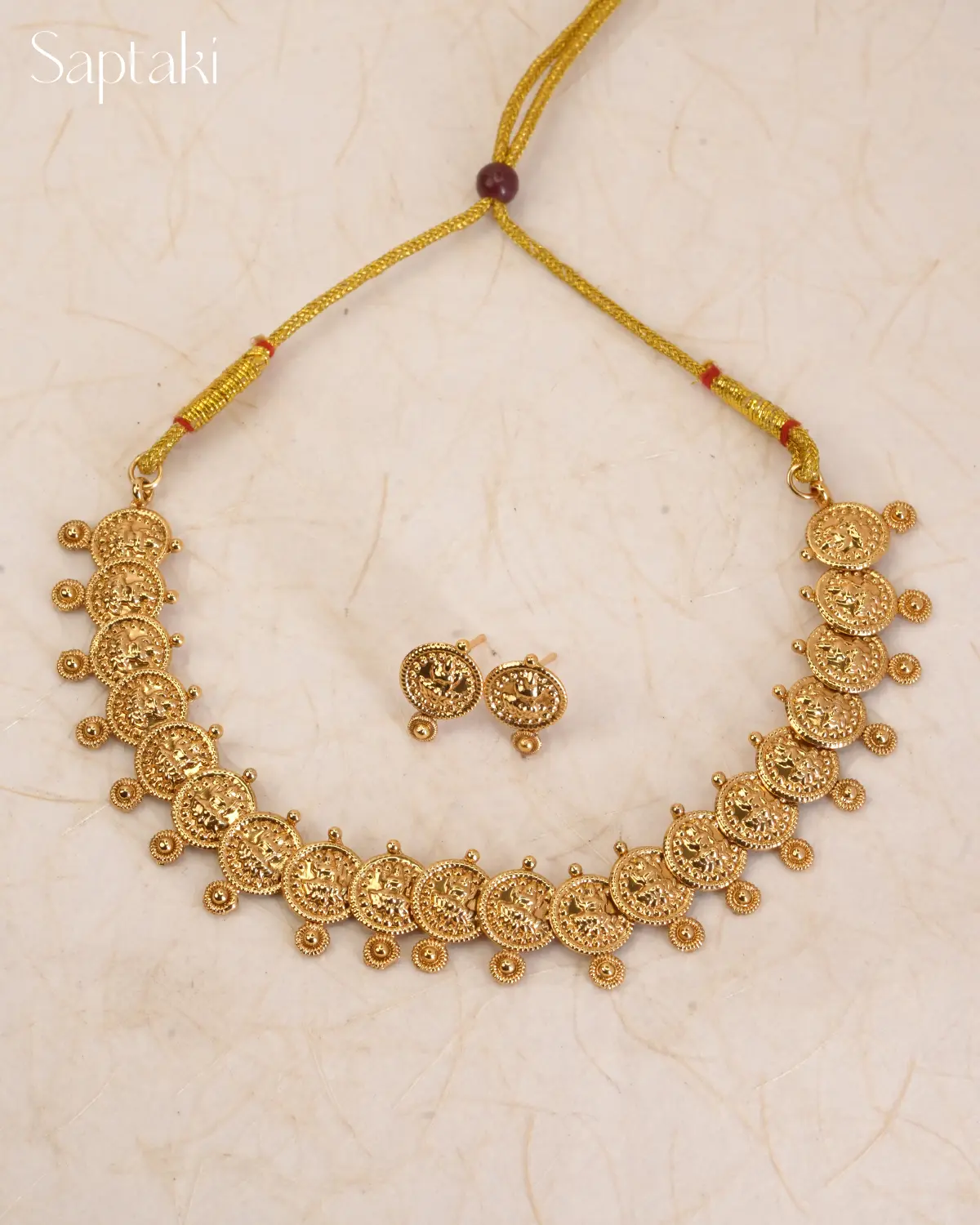 Lakshmi Coin Heritage Necklace Set with Earrings - Image 3