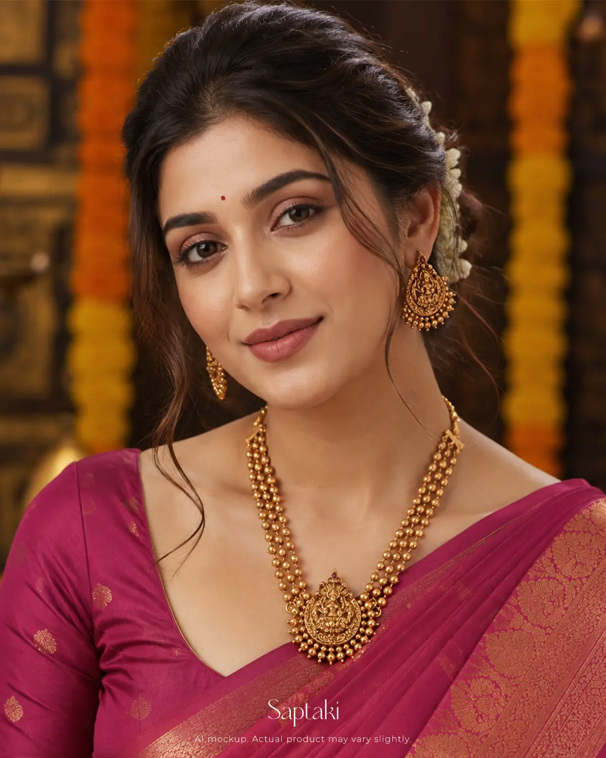 Lakshmi Beaded Temple Necklace Set