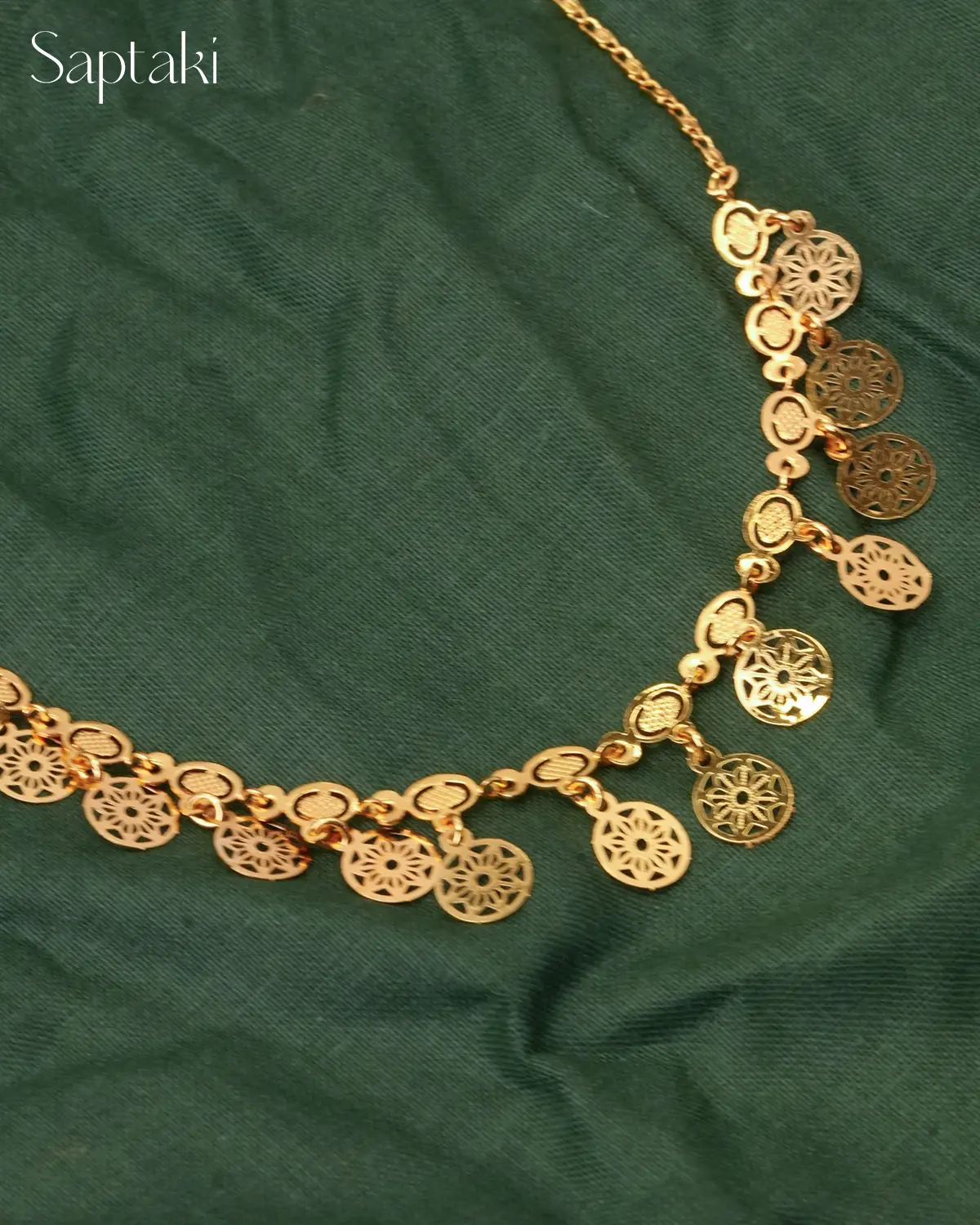 Floral Charm Coin Necklace - Image 2