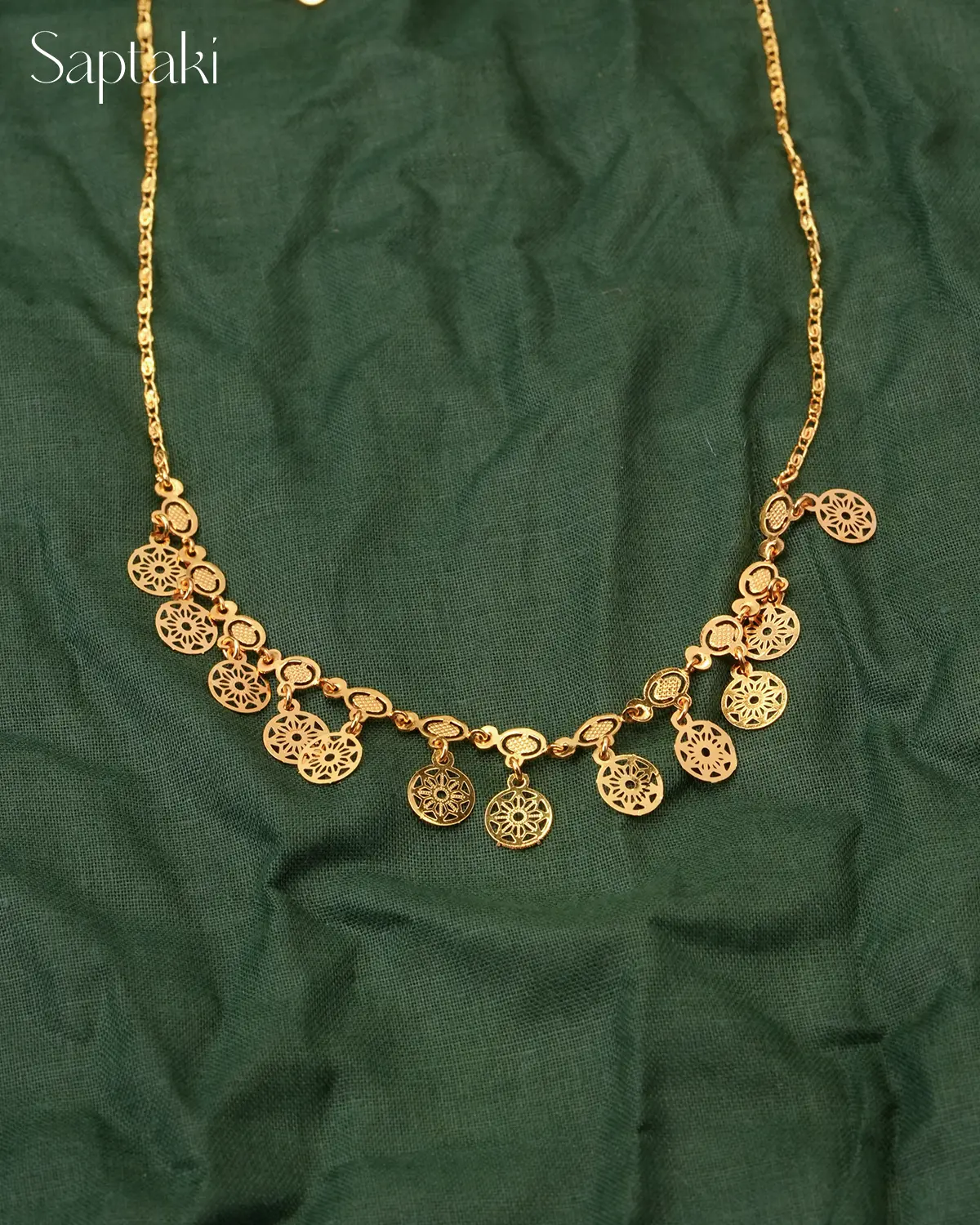 Floral Charm Coin Necklace - Image 3
