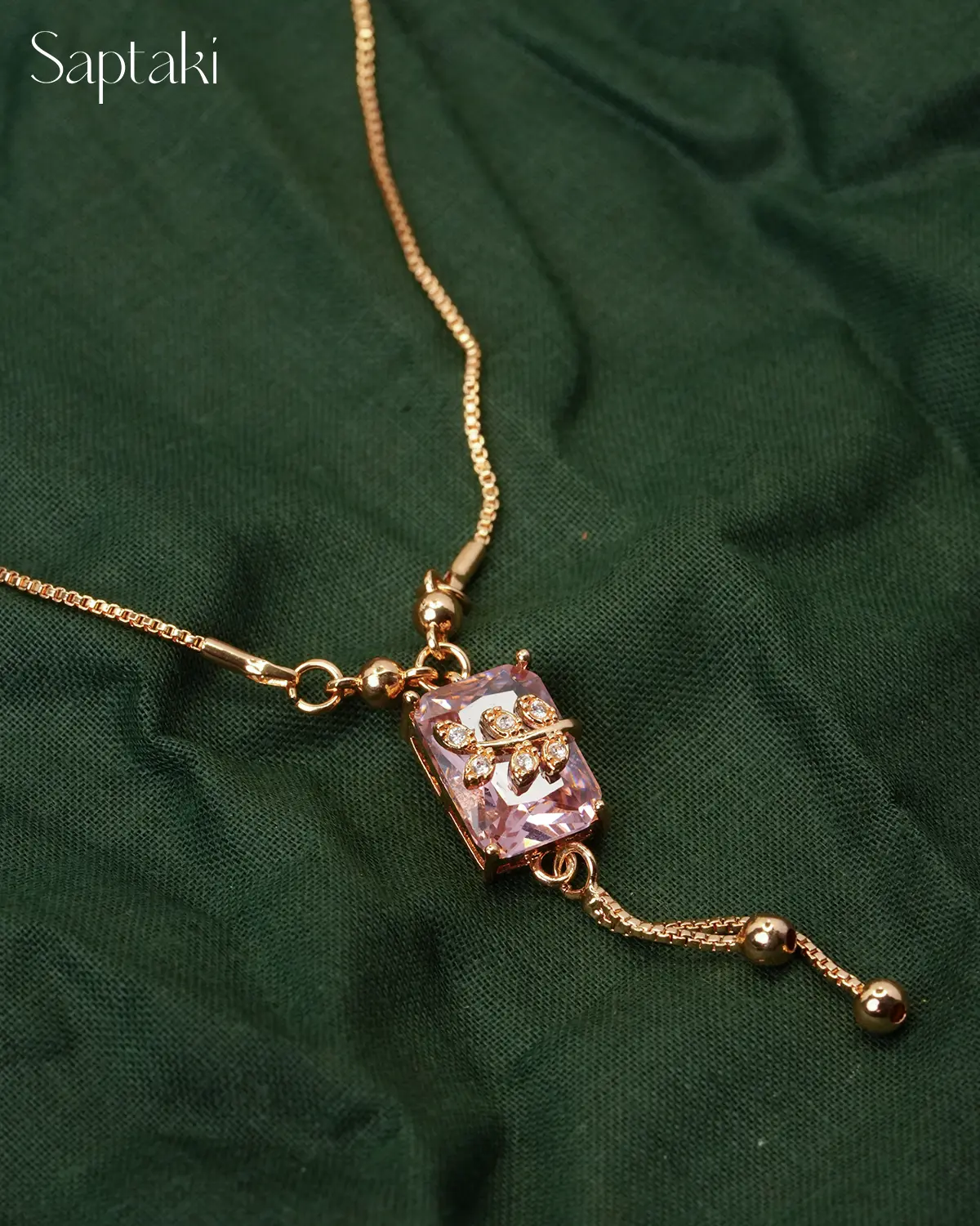 Blush Crystal Drop Pendant Necklace - Image 2