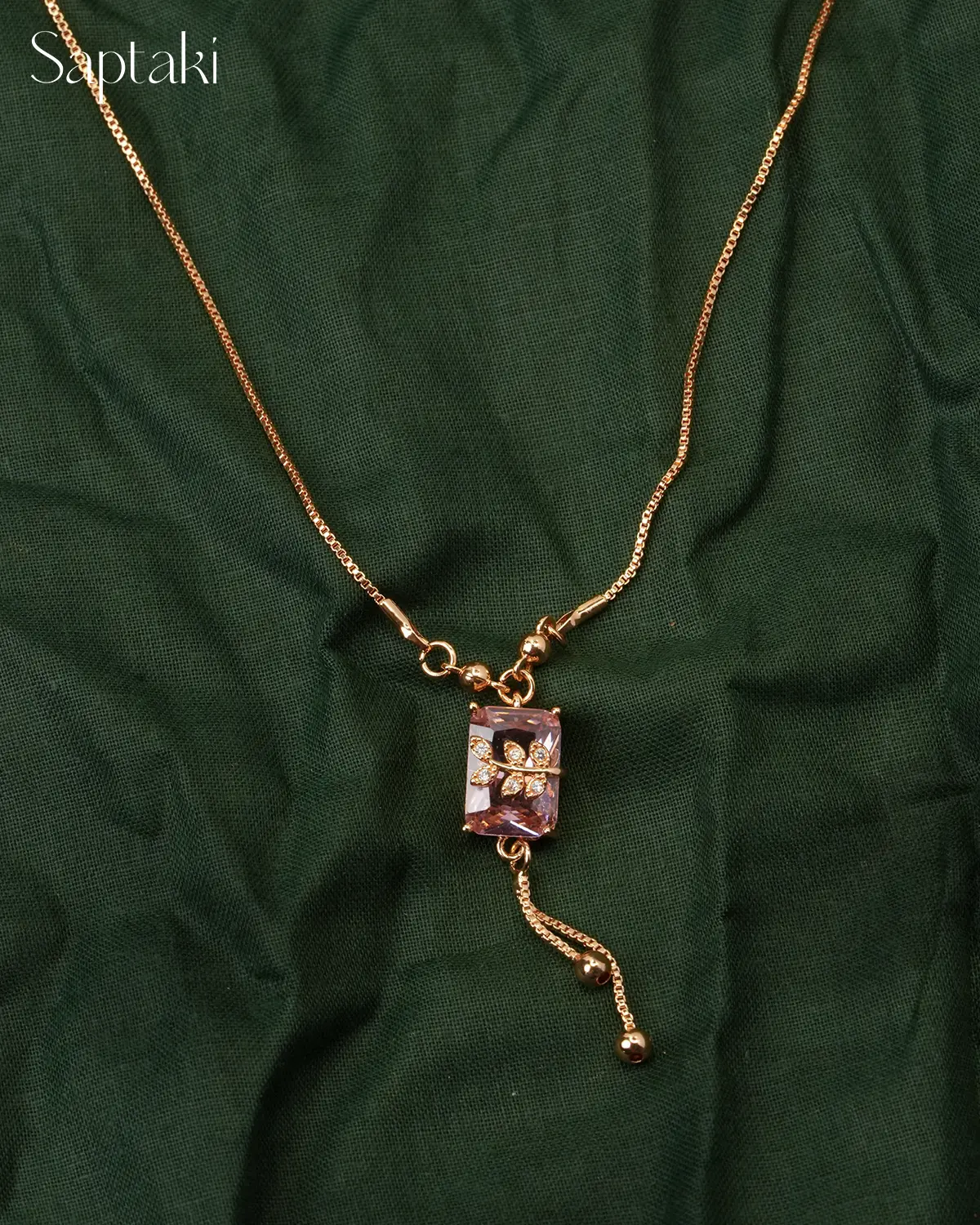 Blush Crystal Drop Pendant Necklace - Image 3