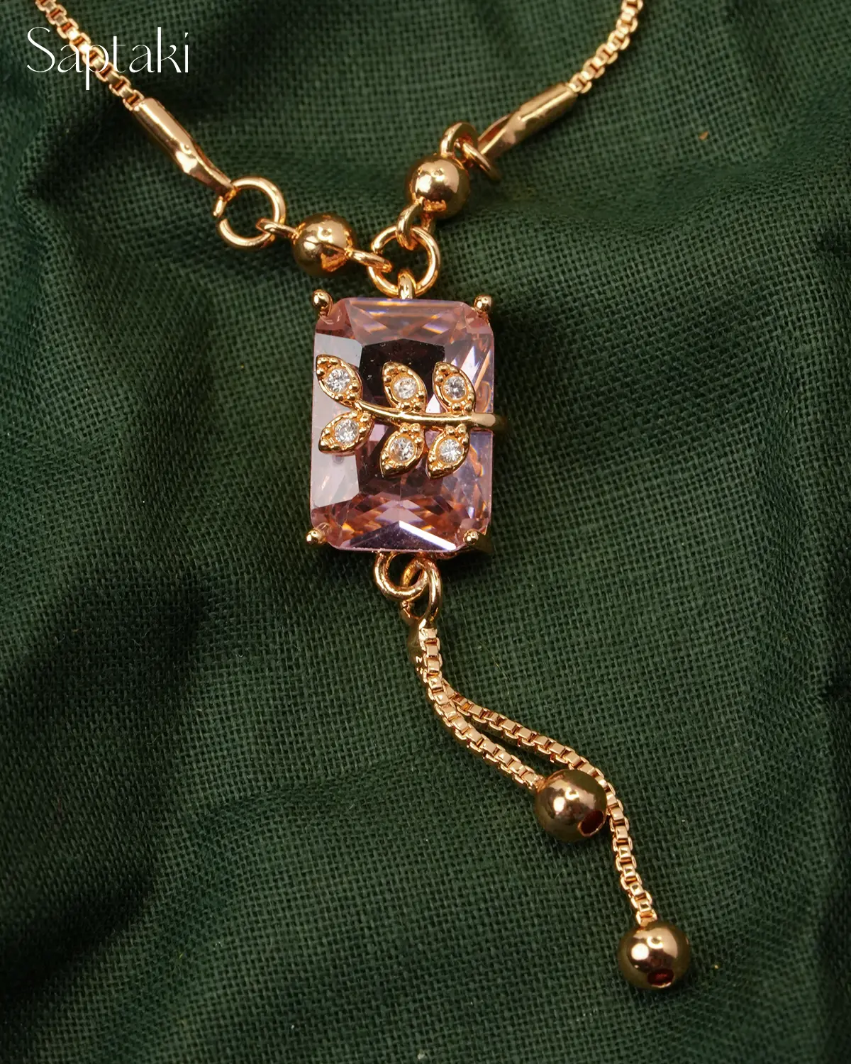 Blush Crystal Drop Pendant Necklace - Image 4