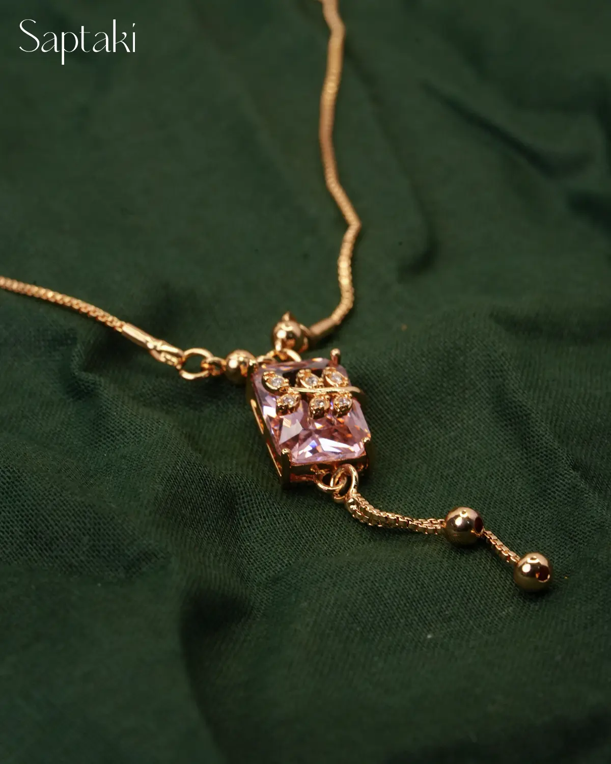 Blush Crystal Drop Pendant Necklace - Image 5